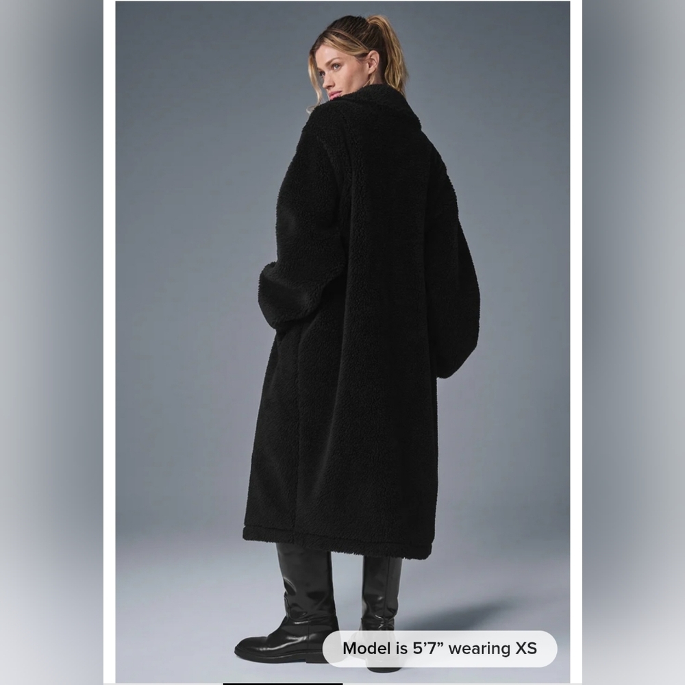 Alo Oversized Sherpa Trench in Black Size L - Picture 2 of 4